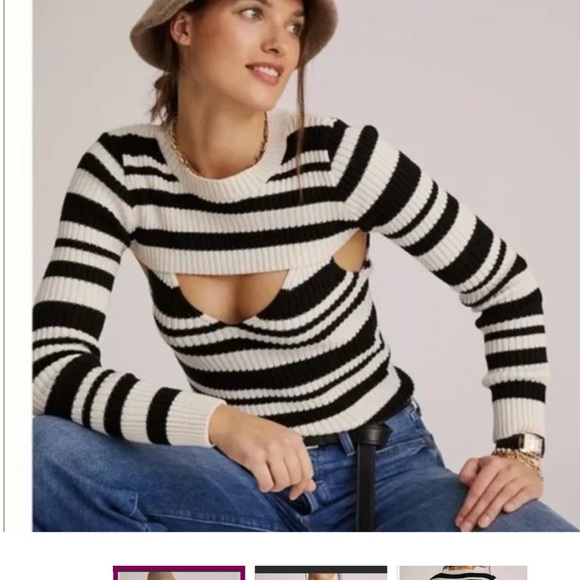 Maeve by Anthropology Striped two piece sweater. - Picture 1 of 7